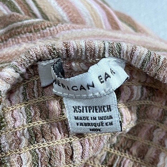 American Eagle Jumpsuit Womens XS Stripe Halter V Neck Smocked Wide Leg Boho - Picture 3 of 11